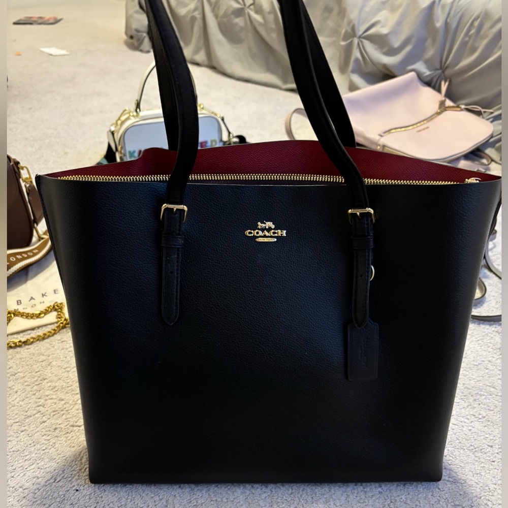 Coach Black and Red Mollie Tote Bag